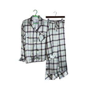 Topshop Women’s Small Pajama Set Silky Sleepwear Top Bottom Button Up